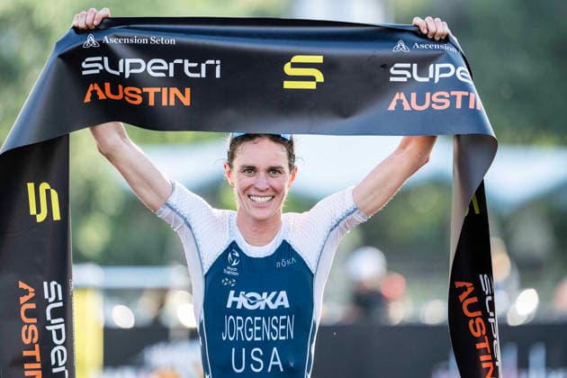 May 25, 2026: Gwen Jorgensen (203) finishing first place womens Pro Sprint at the SuperTri. Austin, Texas. CSM. Triathlon 2026: SuperTri Austin MAY 25  - ZUMAc04_ 20260525_faf_c04_014 Copyright: xMarioxCantux