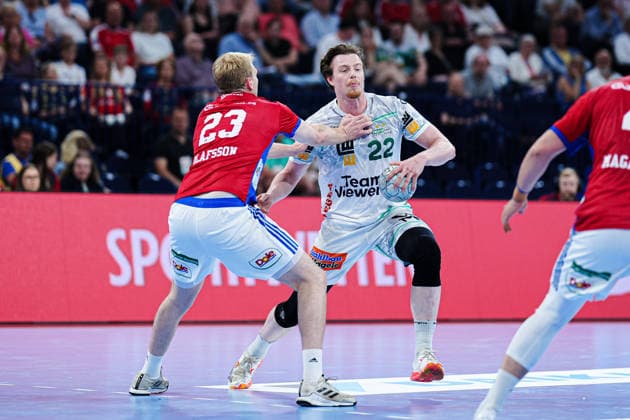 Einar Olafsson Handball Sport Verein Hamburg, 23 , Erik Persson Frisch Auf Goeppingen, 22 GER, Handball Sport Verein Hamburg vs Frisch Auf Goeppingen, Handball, 1 Bundesliga, Matchday 32, Season 2025 2026, 25 05 2026 GER, Handball Sport Verein Hamburg vs Frisch Auf Goeppingen, Handball, 1 Bundesliga, Matchday 32, Season 2025 2026, 25 05 2026 Hamburg Copyright: xEibner-Pressefoto MarcelxvonxFehrnx EP_MFN