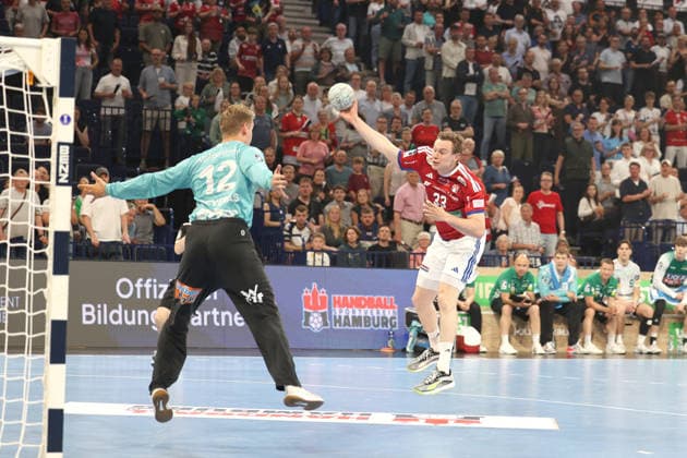 Handball Daikin Handball Bundesliga 2025 2026 Handball Sport Verein Hamburg vs FA Göppingen Sascha Brodbeck Goeppingen , Moritz Sauter Hamburg , Barclays Arena Hamburg