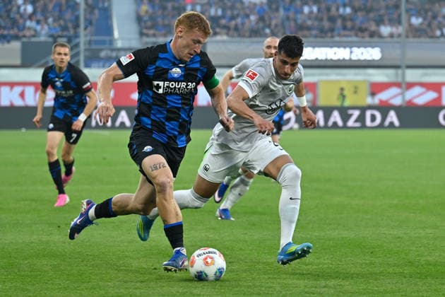 Football, 1st BL, Relegation, SC Paderborn - VfL Wolfsburg