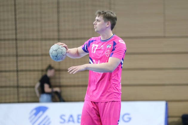 25 05 2026 Handball Men 2025 2026 2 Handball Bundesliga 32 Matchday HC Elbflorenz 2006 TSV Bayer Dormagen BallsportArena Dresden Felix Böckenholt Dormagen, 17, pink on the ball Dresden Saxony Germany