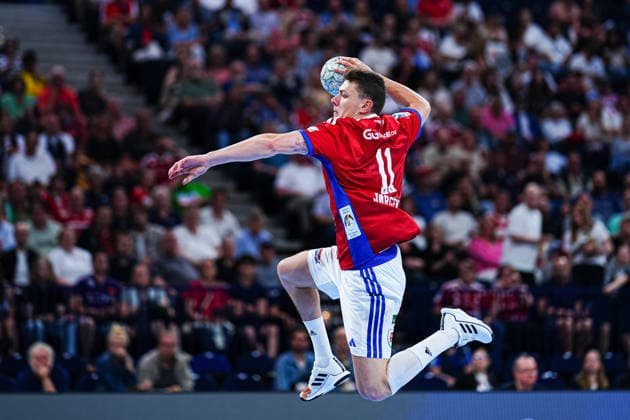 Throw Goal Nicolaj Jorgensen Handball Sport Verein Hamburg, 11 GER, Handball Sport Verein Hamburg vs Frisch Auf Goeppingen, Handball, 1 Bundesliga, Matchday 32, Season 2025 2026, 25 05 2026 GER, Handball Sport Verein Hamburg vs Frisch Auf Goeppingen, Handball, 1 Bundesliga, Matchday 32, Season 2025 2026, 25 05 2026 Hamburg Copyright: xEibner-Pressefoto MarcelxvonxFehrnx EP_MFN