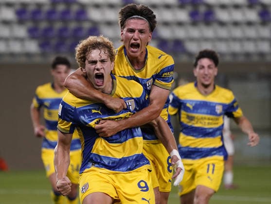 Parma™s Daniel Mikolajewski celebrates after scoring the goal of 1-0 by penalty during match between Parma and Cesena In the final fase of 2024526 Primavera 1 Championship at the Viola Park Center in Bagno A Ripoli, Florence, center of Italy -Monday, May 25, 2026. Sport - Soccer  Copyright: xMarcoxBucco LaxPressex