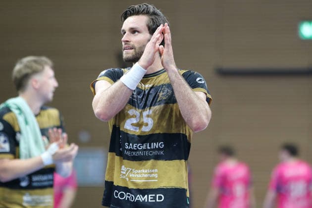 25 05 2026 Handball Men 2025 2026 2 Handball Bundesliga 32 Matchday HC Elbflorenz 2006 TSV Bayer Dormagen BallsportArena Dresden Sebastian Greß Dresden, 25, black and gold after the match Dresden Saxony Germany