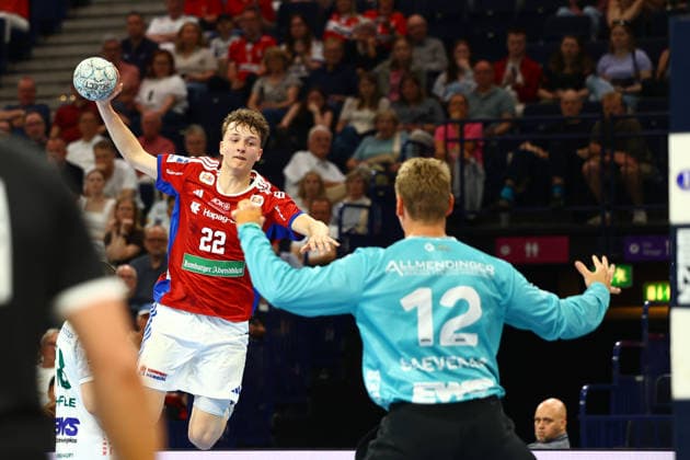 Handball I Men I Season 2025 2026 I Bundesliga I 32 Matchday I HSV Hamburg FRISCH AUF Göppingen I 25 05 2026 Xavier Apelt 22, HSV Hamburg Kristian Saeveras 12, Frisch Auf Göppingen Hamburg Barclaycard Arena Hamburg Germany Copyright: xLobeca RalfxHomburgx