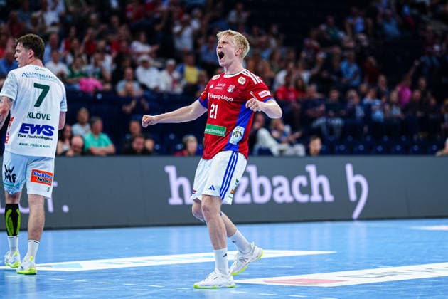 Goal celebration Frederik Bo Andersen Handball Sport Verein Hamburg, 21 GER, Handball Sport Verein Hamburg vs Frisch Auf Goeppingen, Handball, 1 Bundesliga, Matchday 32, Season 2025 2026, 25 05 2026 GER, Handball Sport Verein Hamburg vs Frisch Auf Goeppingen, Handball, 1 Bundesliga, Matchday 32, Season 2025 2026, 25 05 2026 Hamburg Copyright: xEibner-Pressefoto MarcelxvonxFehrnx EP_MFN