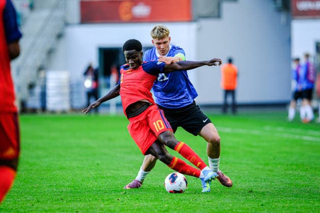 UEFA Under-17 European Championship, EM, Europameisterschaft Estonia 2026 Ebrima Tunkara in action during the UEFA Under-17 European Championship Group-A match between Estonia U-17 vs Spain U-17 national teams, Tallinn Estonia 25.05.2026 Tallinn A Le Coq Arena Estonia Copyright: xMaurixLevandix