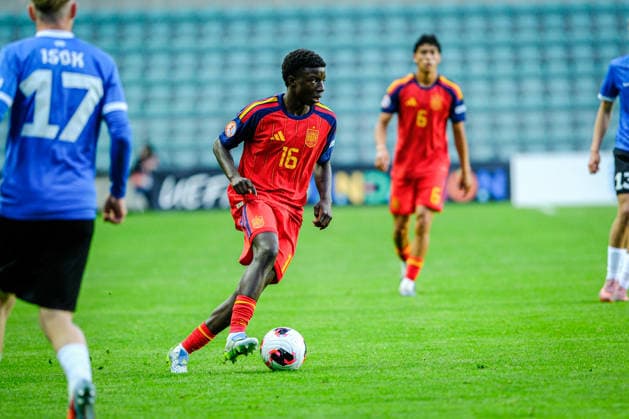 UEFA Under-17 European Championship, EM, Europameisterschaft Estonia 2026 Cherif Fofana in action during the UEFA Under-17 European Championship Group-A match between Estonia U-17 vs Spain U-17 national teams, Tallinn Estonia 25.05.2026 Tallinn A Le Coq Arena Estonia Copyright: xMaurixLevandix