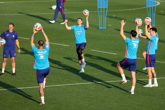 Croatia national football team trains in Rijeka ahead of 2026 World Cup Dominik Livakovic and Ivan Perisic of Croatia during a training session at Rujevica Stadium on May 25, 2026 in Rijeka, Croatia as preparations begin for the 2026 FIFA World Cup, WM, Weltmeisterschaft, Fussball The Croatian national football team is holding early training camps and friendly matches ahead of their departure for the United States.  NelxPavletic PIXSELL