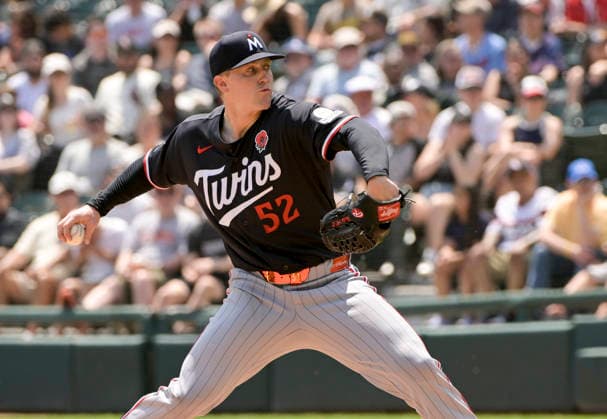 Minnesota Twins starting pitcher Zebby Matthews (52) throws against the Chicago White Sox during the first inning at Rate Field in Chicago, IL on Monday, May 25, 2026.  CHI20260525108 MARKxBLACK