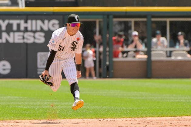 Chicago White Sox right fielder Rikuu Nishida (51) celebrates his long throw to home plate for the out on Minnesota Twins Orlando Arcia to retire the side during the second inning at Rate Field in Chicago, IL on Monday, May 25, 2026.  CHI20260525116 MARKxBLACK