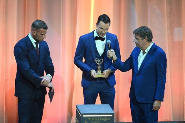 Pro League Awards 2026 ANTWERPEN, BELGIUM - MAY 25 : referee Bram Vandriessche referee of the year during the Pro League Award on May 25, 2026 in Antwerpen, Belgium, 25 05 2026 Antwerpen Belgium  Copyright: xVincentxKalutx