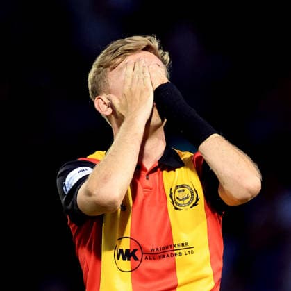 St Mirren v Partick Thistle William Hill Championship Kyle Turner of Partick Thistle reacts to his foe kick being saved during the William Hill Premiership Play-off Final Second Leg between St Mirren and Partick Thistle at the SMISA Stadium, Paisley 25 05 2026 UK Newspapers OUT Copyright: xFredxPalmerx FIL-23474-0136