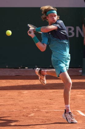 Andrey Rublev, RUS, during first round of 2026 French Open at Roland Garros, Paris, 25 05 2026