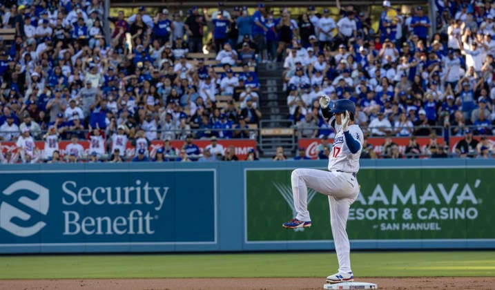 May 25, 2026, Los Angeles, California, United States: Shohei Ohtani 17 of the Los Angeles Dodgers reacts after a double during the first inning against the Colorado Rockies at Dodger Stadium on May 25, 2026 in Los Angeles, California. . Los Angeles United States - ZUMAa60_ 20260525_zaf_a60_006 Copyright: xArmandoxArorizox