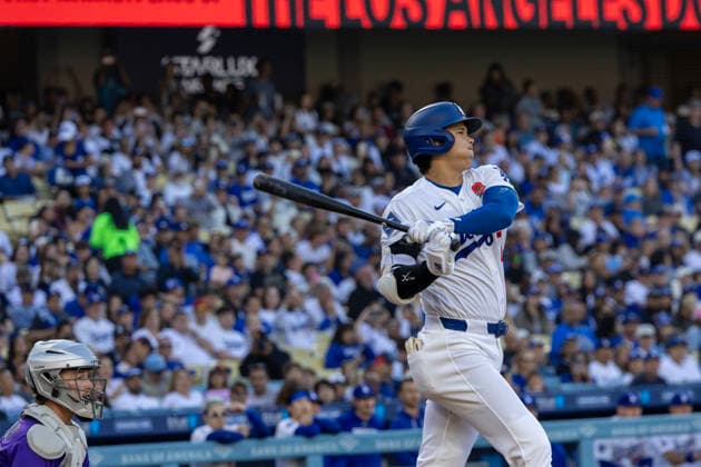 May 25, 2026, Los Angeles, California, United States: Shohei Ohtani 17 of the Los Angeles Dodgers reacts after a double during the first inning against the Colorado Rockies at Dodger Stadium on May 25, 2026 in Los Angeles, California. . Los Angeles United States - ZUMAa60_ 20260525_zaf_a60_008 Copyright: xArmandoxArorizox