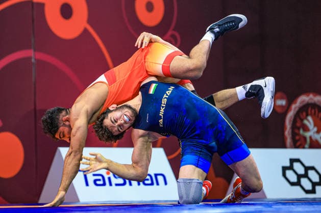 U23 Wrestling Asian Championships 74kg FS Deepak Deepak IND df Muhammadamin Abduloev TJK Copyright: xAmirrezaxAliasgarix xUnitedxWorlx Kadir Caliskan United World Wr