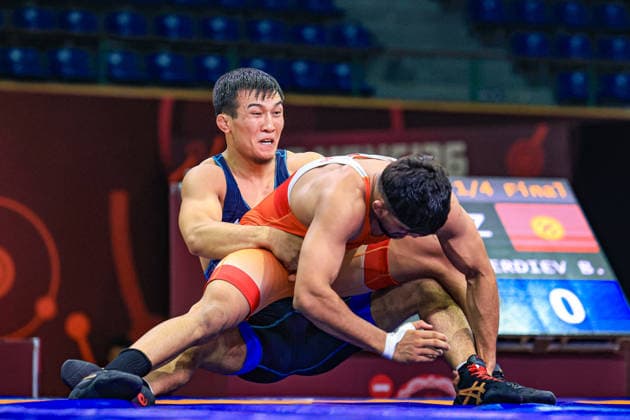 U23 Wrestling Asian Championships 79kg FS Chandermohan Chandermohan IND df Baitemir Tuleberdiev KGZ Copyright: xAmirrezaxAliasgarix xUnitedxWorlx Kadir Caliskan United World Wr