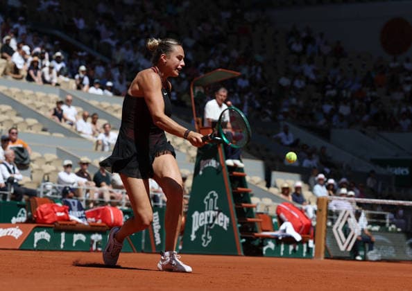 May 26, 2026, Paris, Ile De France, France: ARYNA SABALENKA during the match against J. Bouzas Maneiro of Spain in the first round of tennis tournament Roland Garros, Paris, France. Paris France - ZUMAc278 20260526_zsp_c278_006 Copyright: xMarcinxCholewinskix