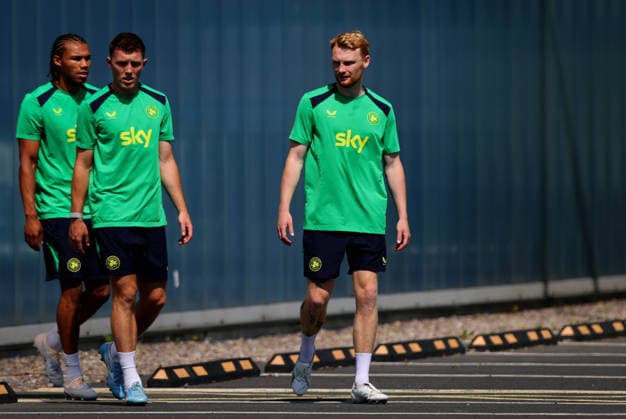 Republic of Ireland Squad Training, FAI National Training Centre, Dublin 26 5 2026 Corrie Ndaba, Dara O™Shea and Liam Scales Corrie Ndaba, Dara O™Shea and Liam Scales 26 5 2026  Copyright: x INPHO RyanxByrnex RB1_7866