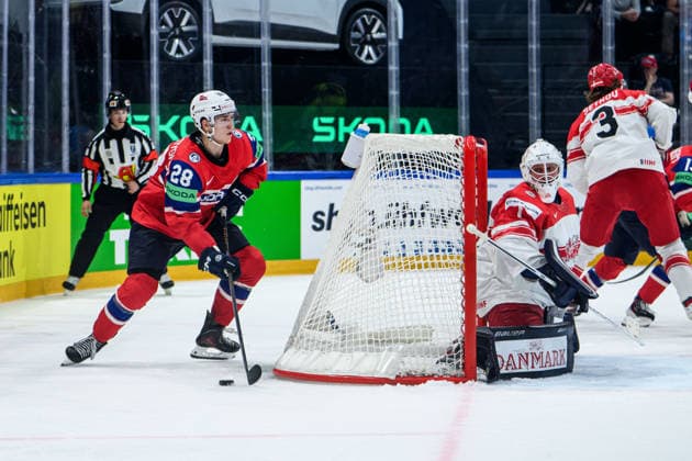 260526 Michael Brandsegg Nygard of Norway during the 2026 IIHF Ice Hockey World Championship match between Norway and Denmark on May 26, 2026 in Fribourg Photo Jesper Zerman BILDBYRAN kod JZ JZ0731 ishockey ice hockey ishockey vm 2026 vm 2026 iihf world championship norge norway danmark denmark bbeng norge norway danmark denmark  Copyright: JESPERxZERMAN BB260526JZ015