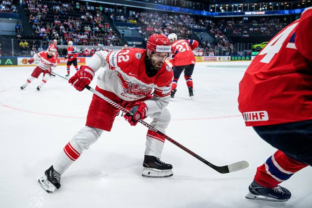 260526 Markus Lauridsen of Denmark during the 2026 IIHF Ice Hockey World Championship match between Norway and Denmark on May 26, 2026 in Fribourg Photo Jesper Zerman BILDBYRAN kod JZ JZ0731 ishockey ice hockey ishockey vm 2026 vm 2026 iihf world championship norge norway danmark denmark bbeng norge norway danmark denmark  Copyright: JESPERxZERMAN BB260526JZ018