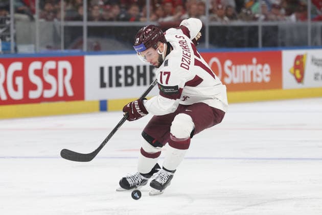 26 05 2026 Swiss Life Arena Zurich , SWITZERLAND, Mens Ice Hockey IIHF World Championship Zurich 2026 Group A HUN LAT Martins Dzierkals LAT