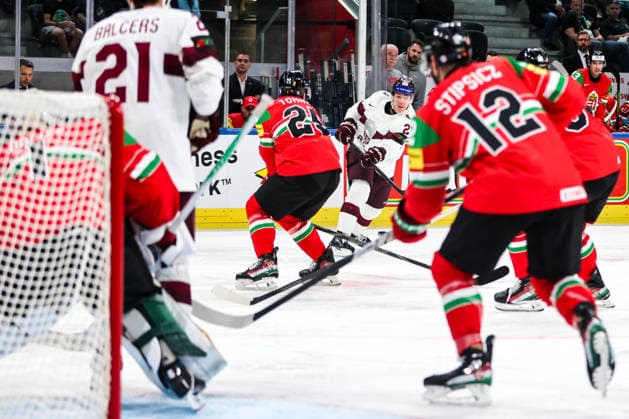 Ice hockey, Eishockey - IIHF WC 2026 ZURICH,SWITZERLAND,26.MAY.26 - ICE HOCKEY - IIHF Ice Hockey World Championship, WM, Weltmeisterschaft 2026, group stage, Hungary vs Latvia. Image shows Sandis Vilmanis (LAT).  GEPAxpictures xMaticxKlansek