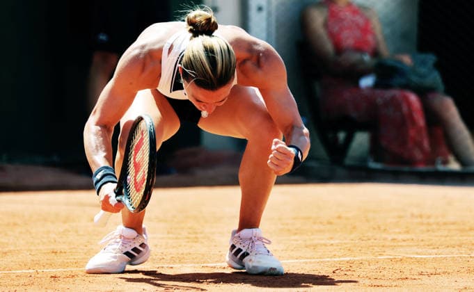 TENNIS - French Open 2026 PARIS,FRANCE,26.MAY.26 - TENNIS - WTA, Tennis Damen Tour, French Open, Roland Garros, Grand Slam. Image shows the rejoicing of Maria Sakkari (GRE).  GEPAxpictures xMatthiasxHauer