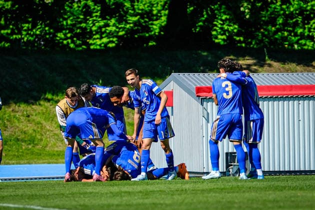 UEFA Under-17 European Championship, EM, Europameisterschaft Estonia 2026 Italy national team, Nationalteam celebrating the goal during the UEFA Under-17 European Championship Group-A match between Italy U-17 vs France U-17 national teams, Tallinn Estonia 26.05.2026 Tallinn A Le Coq Arena Estonia Copyright: xMaurixLevandix