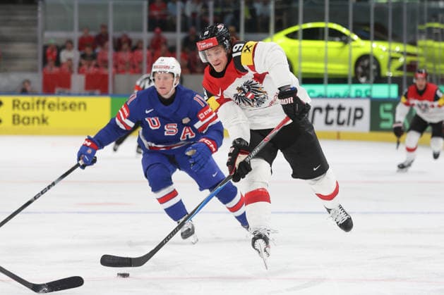 26 05 2026 Swiss Life Arena Zurich , SWITZERLAND, Mens Ice Hockey IIHF World Championship Zurich 2026 Group A USA AUT Vinzenz Rohrer AUT