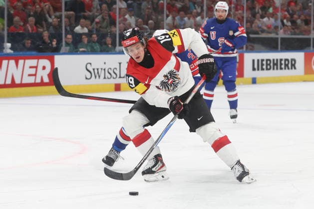26 05 2026 Swiss Life Arena Zurich , SWITZERLAND, Mens Ice Hockey IIHF World Championship Zurich 2026 Group A USA AUT Vinzenz Rohrer AUT