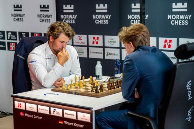 Norway Chess 2026 Oslo, Norway 20260526 Magnus Carlsen against Vincent Keymer from Germany during the Norway Chess 2026 chess tournament at Deichman Bjorvika in Oslo Photo Fredrik Varfjell NTB Oslo Norway EDITORIAL USE ONLY RESTRICTED USE FOR BETTING COMPANIES  Copyright: xFredrikxVarfjellx xNTBx