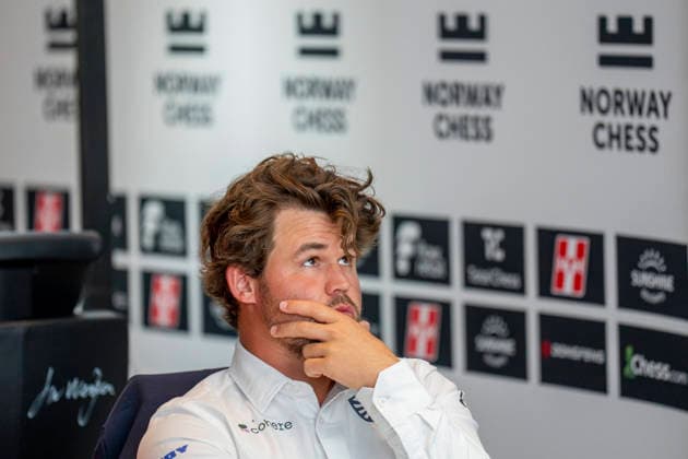 Norway Chess 2026 Oslo, Norway 20260526 Magnus Carlsen during the Norway Chess 2026 chess tournament at Deichman Bjorvika in Oslo Photo Fredrik Varfjell NTB Oslo Norway EDITORIAL USE ONLY RESTRICTED USE FOR BETTING COMPANIES  Copyright: xFredrikxVarfjellx xNTBx