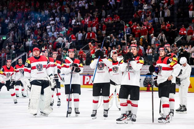 Ice hockey, Eishockey - IIHF WC 2026 ZURICH,SWITZERLAND,26.MAY.26 - ICE HOCKEY - IIHF Ice Hockey World Championship, WM, Weltmeisterschaft 2026, group stage, USA vs Austria. Image shows the players of Austria.  GEPAxpictures xMaticxKlansek