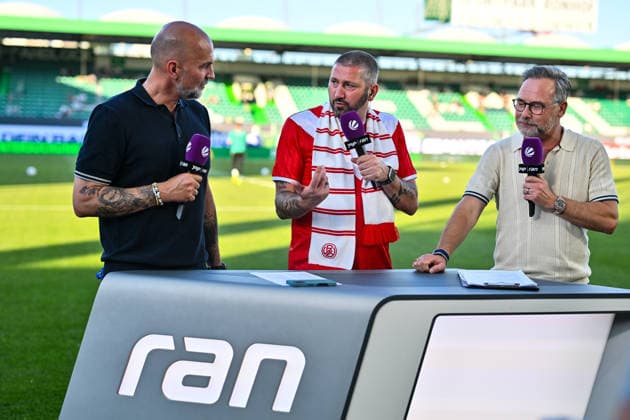 Relagation 2 Bundesliga SpVgg Greuther Fürth Rot Weiss Essen 26 05 2026 FÜRTH, GERMANY 26 MAY in the picture from l Markus BABBEL, Sascha MÖLDERS and Matthias OPDENHÖVEL at the interview RAN, Sat 1 before the match between SpVgg Greuther Fürth and Rot Weiss Essen at the second leg of the relegation to the 2 Bundesliga at Sportpark Ronhof DFL REGULATIONS PROHIBIT ANY USE OF PHOTOGRAPHS AS IMAGE SEQUENCES AND OR QUASI VIDEO Copyright: xBEAUTIFULxSPORTS Goldbergx