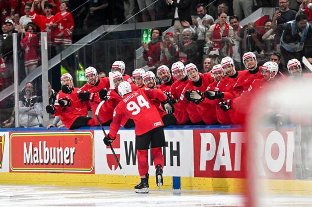 ZURICH, SWITZERLAND MAY 26 Attilio Biasca of Switzerland celebrates his goal during the 2026 IIHF Ice Hockey World Championship Switzerland game between Switzerland and Finland at Swiss Life Arena on May 26, 2026 in Zurich, Zurich Zurich Swiss Life Arena Zurich Switzerland Copyright: xJustPictures.ch AndreaxBrancax jp-en-EuSpIm-JP7_ANB_SuiFin_26052026_7443