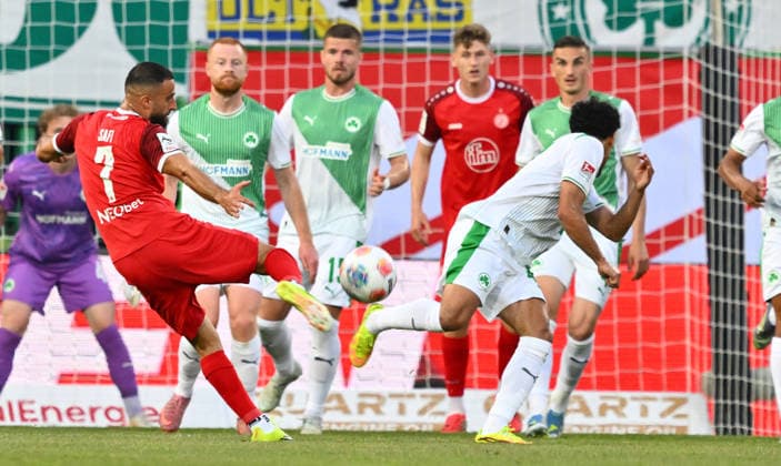 26 05 2026 Soccer season 2025 2026 Relegation 2 Soccer Bundesliga first leg SpVgg Greuther Fürth Kleeblatt Rot Weiss Essen RWE Sportfoto Zink xwoxzix DFL regulations prohibit any use of photographs as image sequences and or quasi video only for editorial use Ramien Safi 7, Rot Weiss Essen Sayfallah Ltaief 47, SpVgg Greuther Fürth