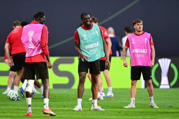 SOCCER - UEFA ECL, Crystal Palace vs Rayo Vallecano LEIPZIG,GERMANY,26.MAY.26 - SOCCER - UEFA Conference League, final, Crystal Palace FC vs Rayo Vallecano, preview, training Rayo Vallecano. Image shows Nteka (Rayo Vallecano).  GEPAxpictures xMichalxFajt