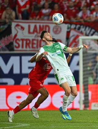 26 05 2026 Soccer season 2025 2026 Relegation 2 Soccer Bundesliga second leg SpVgg Greuther Fürth Kleeblatt Rot Weiss Essen RWE Sportfoto Zink MeZi xmexzix DFL regulations prohibit any use of photographs as image sequences and or quasi video only for editorial use Branimir Hrgota 10, SpVgg Greuther Fürth