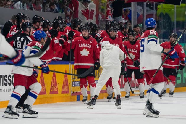 FRIBOURG, SWITZERLAND MAY 26 Macklin Celebrini of Canada celebrates his goal during the 2026 IIHF Ice Hockey World Championship Switzerland game between Czechia and Canada at BCF Arena on May 26, 2026 in Fribourg, Fribourg Fribourg BCF Arena Fribourg Switzerland Copyright: xJustPictures.ch JarixPestelaccix jp-en-EuSpIm-JP6_JAR_Czechia_Canada_26May2026_00061
