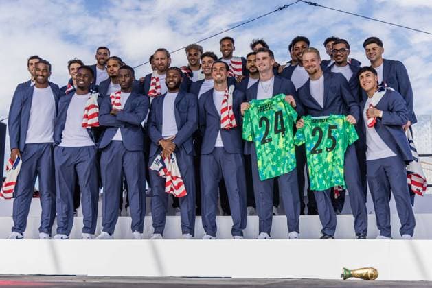 U.S. Men™s national team, Nationalteam World Cup Roster Reveal Players of the United States national team, during an event to announce the squad for the 2026 World Cup at Pier 17 in New York, United States, on Tuesday, May 26. NEW YORK NY United States Copyright: xWilliamxVolcovx