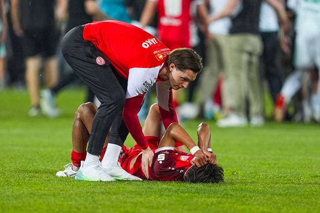 26 05 2026, xydrx, Herren, Fußball, Relegation second leg, 2 Bundesliga, SpVgg Greuther Fürth Rot Weiss Essen, Saison 2025 2026, Sportpark Ronhof Kaito Mizuta Rot Weiss Essen, 24 sadly disappointed about the missed promotion DFB regulations prohibit any use of photographs as image sequences and or quasi video Copyright: HMBxMedia YannisxDreimann
