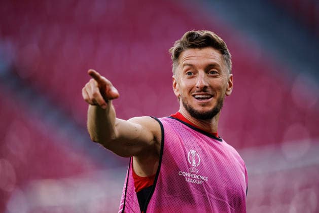 Ivan Balliu seen during the Rayo Vallecano de Madrid Official Training Session before UEFA Conference League 2026 final (Maciej Rogowski Ball Raw Images) Leipzig Red Bull Arena Germany Copyright: xMaciejxRogowskix maciejrogowski_26_05_2026_small-47