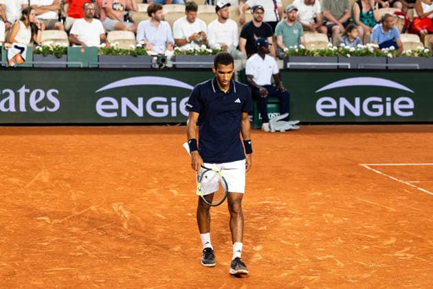 PARIS, FRANCE - MAY 26: Felix Auger-Aliassime of Canada is seen in action in his first round match against Daniel Altmaier of Germany during Day Three of the 2026 French Open at Roland Garros on May 26, 2026 in Paris, France. (Photo by Pauline FIGUET SPP)  Copyright: xPaulinexFIGUETx xSPPx Sportspressphoto_SPR155051