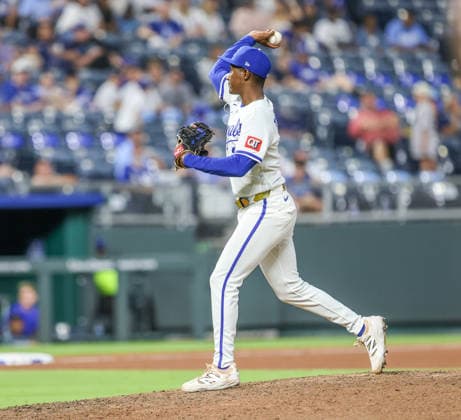 MAY 26, 2026: Kansas City Royals infielder Tyler Tolbert (2) came in the 9th inning and pitch against the New York Yankees at Kauffman Stadium in Kansas City, MO. CSM Kansas City United States - ZUMAc04_ 20260526_zma_c04_085 Copyright: xRomanxPunox