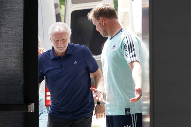 National coach Julian Nagelsmann and sports director Rudi Völler Germany Germany come to the press conference room Herzo Base 27 05 2026 German national team, training camp for World Cup preparation, Home Ground, HerzoBase, World of Adidas, Herzogenaurach