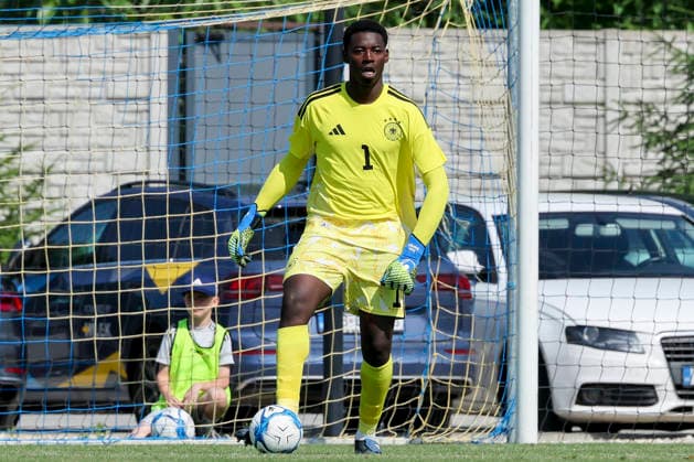 Goalkeeper Enis Kamga Germany controls the ball, UEFA Under 19 friendly, Slovakia v Germany, MOL Academy on 27 May 2026 in Dunajska Streda, Slovakia Photo by Marco Steinbrenner DeFodi Images Goalkeeper Enis Kamga Germany controls the ball, UEFA Under 19 friendly, Slovakia v Germany, MOL Academy, May 27, 2026 in Dunajska Streda, Slovakia Photo by Marco Steinbrenner DeFodi Images