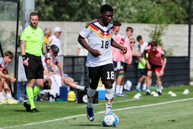 Emmanuel Chigozie Owen Germany controls the ball, UEFA Under 19 friendly, Slovakia v Germany, MOL Academy on 27 May 2026 in Dunajska Streda, Slovakia Photo by Marco Steinbrenner DeFodi Images Emmanuel Chigozie Owen Germany controls the ball, UEFA Under 19 friendly, Slovakia v Germany, MOL Academy, May 27, 2026 in Dunajska Streda, Slovakia Photo by Marco Steinbrenner DeFodi Images