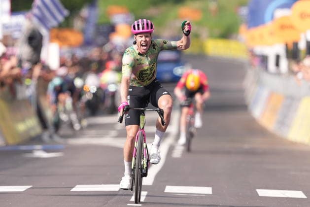 Denmark™s Michael Valgren of EF Education - Easypost stage winner during Stage 17 of the Giro d™Italia from Cassano D Adda to Andalo Italy, Wednesday May 27, 2026  Copyright: xGianmattiaxD Albertoi LaPressex